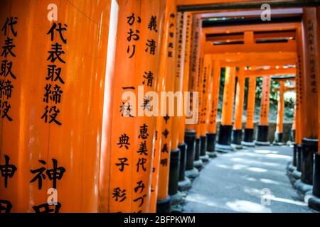 Fushimi Inari Taisha, traditioneller japanischer Schrein mit roten Toren in Kyoto Stockfoto