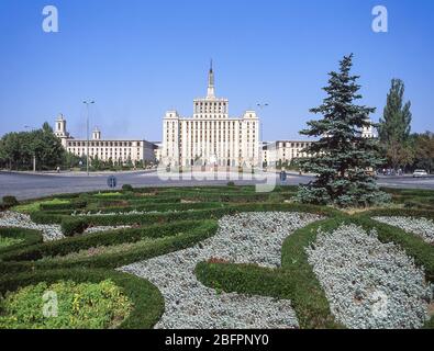 Palast des Parlaments am Ende des Unirii Boulevard, Bukarest (Bucharesti), Rumänien Stockfoto