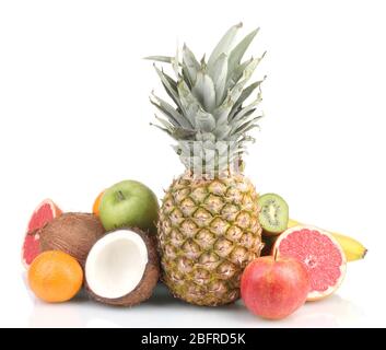 Tropischen Früchten isoliert auf weiss Stockfoto