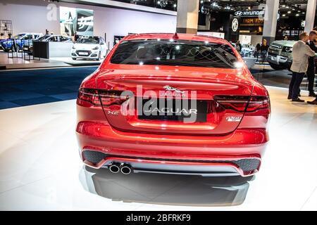 Brüssel, Belgien, Jan 2020 Jaguar XE D180SE, Brussels Motor Show, viertürige Kompaktlimousine der Executive-Limousine, hergestellt und vermarktet von Jaguar Stockfoto