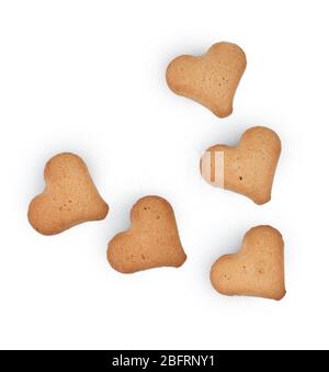 Herzförmige Plätzchen isoliert auf weiß Stockfoto