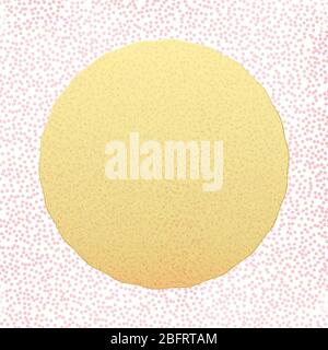 Goldenes Glitzerlabel auf rosa Halbton-Hintergrund mit Stippung. Vektor EPS 10 Stock Vektor