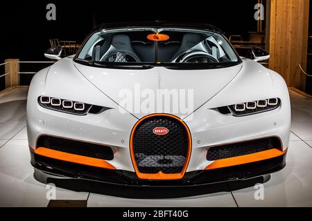 Brüssel, Belgien, 09. Januar 2020: Bugatti Chiron Sport auf dem Brüsseler Automobilsalon, Dream Cars, Bugatti-Ausstellungsgelände Stockfoto