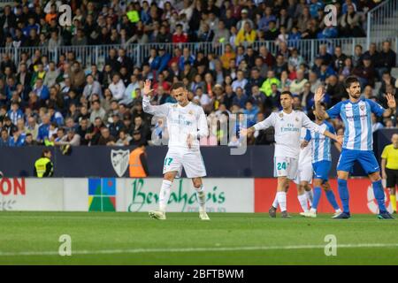 Málaga, Spanien. April 2018. La Liga Match Málaga C.F. - Real Madrid C.F. Stockfoto