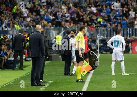 Málaga, Spanien. April 2018. La Liga Match Málaga C.F. - Real Madrid C.F. Stockfoto