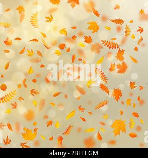 Gold Herbst Bokeh Hintergrund mit Ahorn Herbstblätter. EPS 10 Stock Vektor