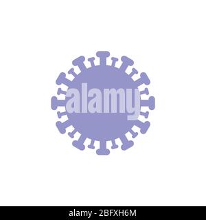 Corona Virus Vektor Grafik Konzept Vorlage, einfaches Logo flaches Design, mit blauer Farbe isoliert auf weißem Hintergrund. Stock Vektor