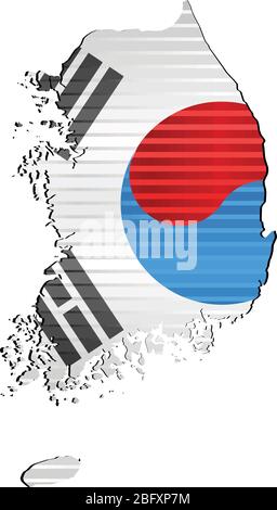 Glänzende Grunge-Karte von Südkorea - Illustration, dreidimensionale Karte von Südkorea Stock Vektor