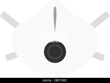 Eine Grafik eines Atemschutzgeräts, das auf Baustellen oder in Krankenhäusern verwendet wird. Die Maske schützt vor Viren, Bakterien und Schadstoffen. Stock Vektor