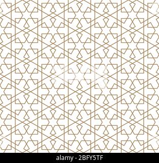 Nahtlose geometrische Verzierung auf traditionelle arabische Kunst. Braune Farbe Linien. Tolles Design für Stoff-, Textil-, Abdeckung, Geschenkpapier, Hintergrund. Durchschnitt Stock Vektor