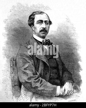 Lucien Anatole Prevost (1829-1870) Französischer Journalist, Essayist und Diplomat. Porträt, Stich von E. Bocourt. Veröffentlicht im Jahr 1866. Stockfoto