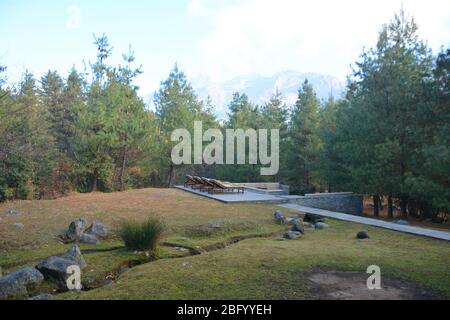 Die Aman Paro Luxus Lodge wurde von Kerry Hill entworfen. Stockfoto