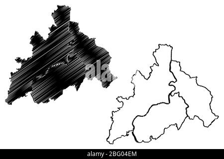 Banja Luka City (Bosnien und Herzegowina, Bosnien-Herzegowina, Republika Srpska) Karte Vektor-Illustration, Skizze Stadt Banjaluka Karte Stock Vektor