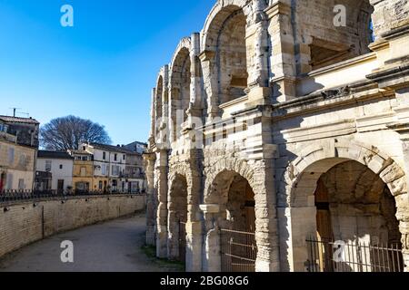 Römische Amphitheater in Arles, Provence Alpes Cote d'Azur, Frankreich, Europa Stockfoto