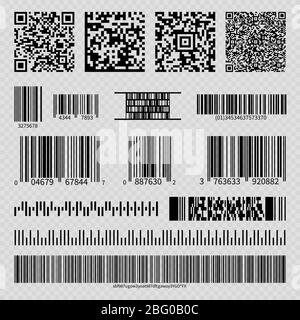 Business-Barcodes und QR-Codes auf transparentem Hintergrund isoliert. Vektorgrafik Stock Vektor