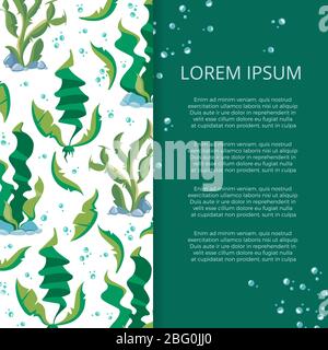 Cartoon Unterwasser Pflanzen Algen Banner oder Poster Design. Vektorgrafik Stock Vektor