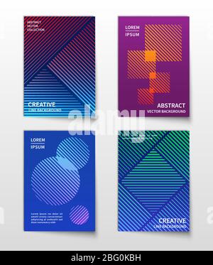 Minimalistische Linie dynamischer Halbton. Abstrakte geometrische Vektor moderne Hintergründe gesetzt. Trendiges Banner oder Broschüre mit Halbton-geometrischer Illustration Stock Vektor