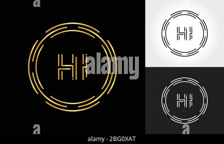 HALLO Logo Design Vektor Vorlage. Anfänglicher Kreisbuchstabe HI Vektorgrafik Stock Vektor