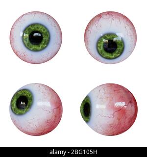 Sammlung von menschlichen Augäpfel mit grüner Iris isoliert auf weißem Hintergrund Stockfoto