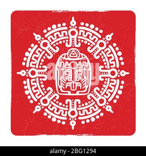 Grunge american aztec, maya Kultur abstraktes Symbol Design. Vektorgrafik Stock Vektor