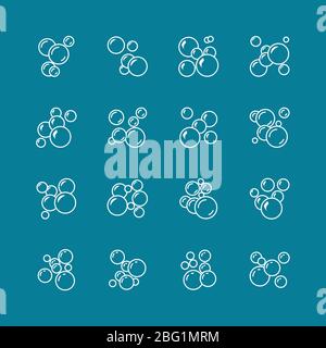 Sprudelnde Symbole. Seife Schaum Blasen Vektor-Symbole. Abbildung der Kugelblase Luft Stock Vektor