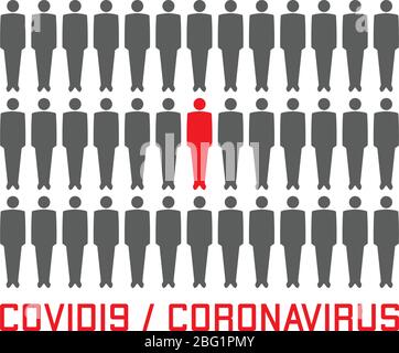 Vektor Einfache Illustration eines infizierten Mannes in einer Menge, isoliert auf weißem Hintergrund Stock Vektor