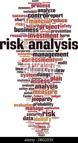 Cloud-Konzept für Risikoanalyse. Collage aus Worten zur Risikoanalyse. Vektorgrafik Stock Vektor