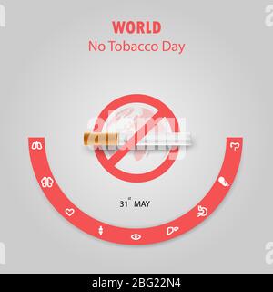 World No Tobacco Day Infografisches Hintergrunddesign.World No Smoking Day Typographical Design Elements.May 31st World no Tobacco Day.No Smoking Day Awa Stock Vektor