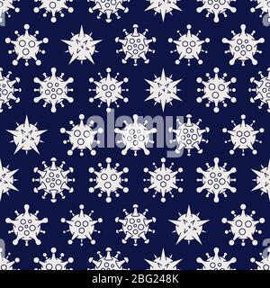 Coronavirus COVID-19 nahtlose Muster. Verschiedene Arten von Viren. Biologie Organismen Hintergrund in Vintage graviert Stil. Stock Vektor