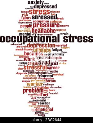 Berufsbedingtes Stress-Wort Cloud-Konzept. Collage aus Worten über berufliche Belastung. Vektorgrafik Stock Vektor