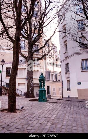 Richard Wallace öffentlicher Trinkbrunnen, Ikone von Paris, Frankreich. Stockfoto