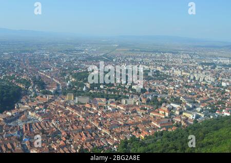 Brasov Stadt von oben, Rumänien Stockfoto