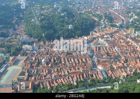 Brasov Stadt von oben, Rumänien Stockfoto