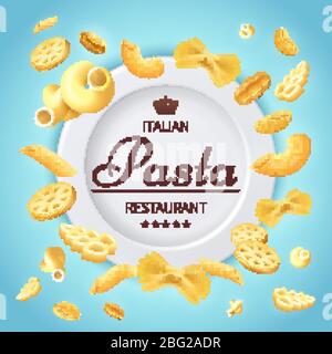 Pasta italienisches Restaurant traditionelle Küche Lebensmittel Vektor Hintergrund. Pasta Food und Restaurant italienischen Banner Menü Illustration Stock Vektor