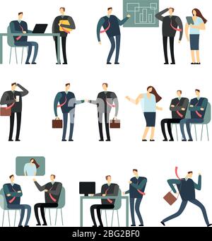 Arbeitende Menschen Vektor Cartoon-Figuren. Mitarbeiter Frauen und Männer im Büro, Mitarbeiter für Geschäftskonzept. Job man Charakter, Teamwork Geschäft illu Stock Vektor