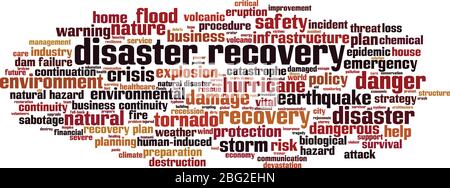 Disaster Recovery – Cloud-Konzept. Collage aus Worten über Disaster Recovery. Vektorgrafik Stock Vektor