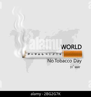 World No Tobacco Day Infografisches Hintergrunddesign.World No Smoking Day Typographical Design Elements.May 31st World no Tobacco Day.No Smoking Day Awa Stock Vektor