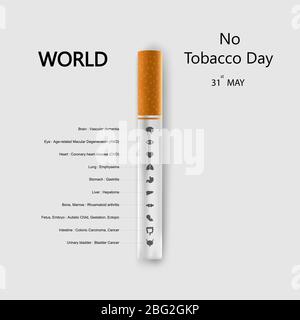 World No Tobacco Day Infografisches Hintergrunddesign.World No Smoking Day Typographical Design Elements.May 31st World no Tobacco Day.No Smoking Day Awa Stock Vektor