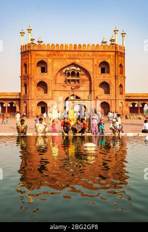 Jama Masjid rote Sandstein Moschee in Agra, Indien Stockfoto