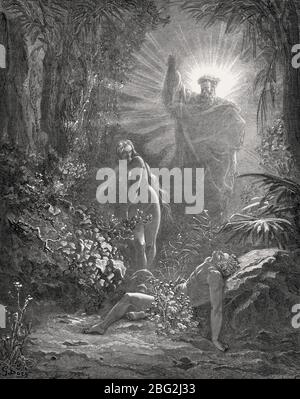 Die Schöpfung von Eva, das Alte Testament, Holzschnitt von Gustave Doré Stockfoto