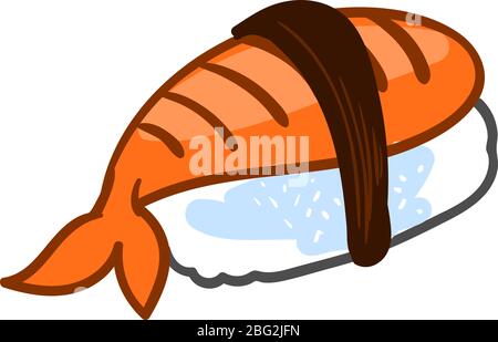Sushi mit Fisch, Illustration, Vektor auf weißem Hintergrund Stock Vektor