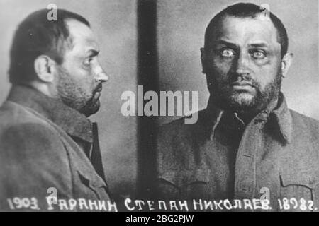 Sowjetischer Gulag. UDSSR. Ca. 1937-1938. Kolyma Zwangsarbeitslager. Gefangene des sowjetischen Gulag. UDSSR. Ca. 1936-1937 Stockfoto