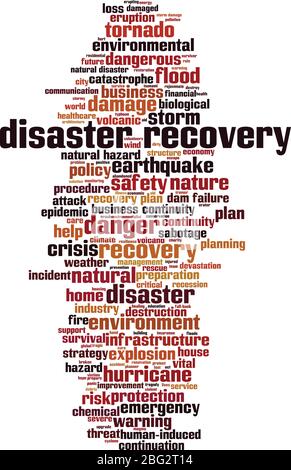 Disaster Recovery – Cloud-Konzept. Collage aus Worten über Disaster Recovery. Vektorgrafik Stock Vektor