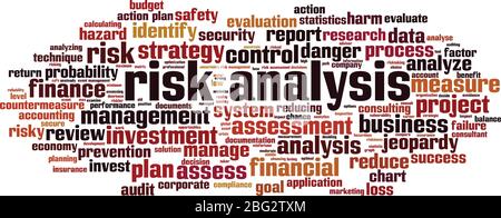 Cloud-Konzept für Risikoanalyse. Collage aus Worten zur Risikoanalyse. Vektorgrafik Stock Vektor