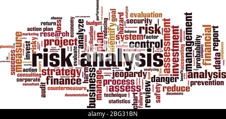 Cloud-Konzept für Risikoanalyse. Collage aus Worten zur Risikoanalyse. Vektorgrafik Stock Vektor