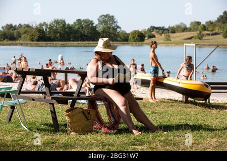 Lougratte Aquitaine en Lot et Garonne, Lac de Lougratte, Lougratte Lake, Lot-et-Garonne, Südwestfrankreich, Frankreich, Europa. Stockfoto