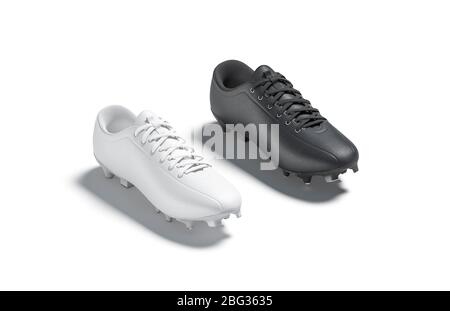 Blank schwarz und weiß Fußballschuh mit Gummistollen Mockup, Stockfoto