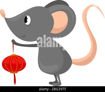 Jahr der Ratte, Illustration, Vektor auf weißem Hintergrund Stock Vektor