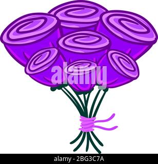 Violetter Strauß von Rosen, Illustration, Vektor auf weißem Hintergrund Stock Vektor