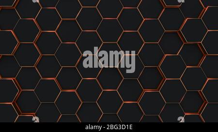 Moderne sechseckige Hintergrund Textur muster. Waben auf verschiedenen Ebenen. 3D Rendering Illustration. Futuristischen Banner. Stockfoto